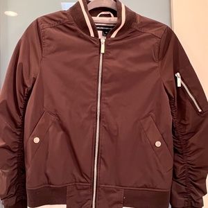 Like New - French Connection Bomber Jacket w/ Ruched Sleeves